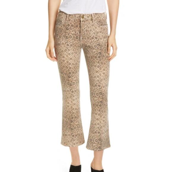 FRAME Le Crop High Waist Mini Boot Snake Print Jeans Vanilla Multi Denim 28 - Picture 13 of 13